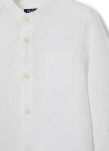 Guru Collar Linen Blouse | White
