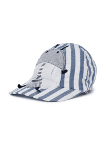 Striped Cap with Peak | Blue Denim/Blu