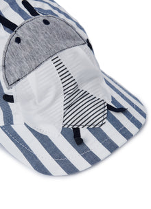 Striped Cap with Peak | Blue Denim/Blu
