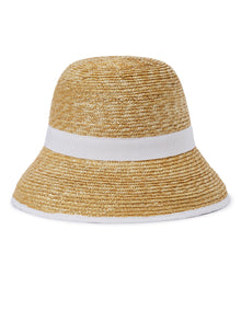 Straw Hat with Trim | White