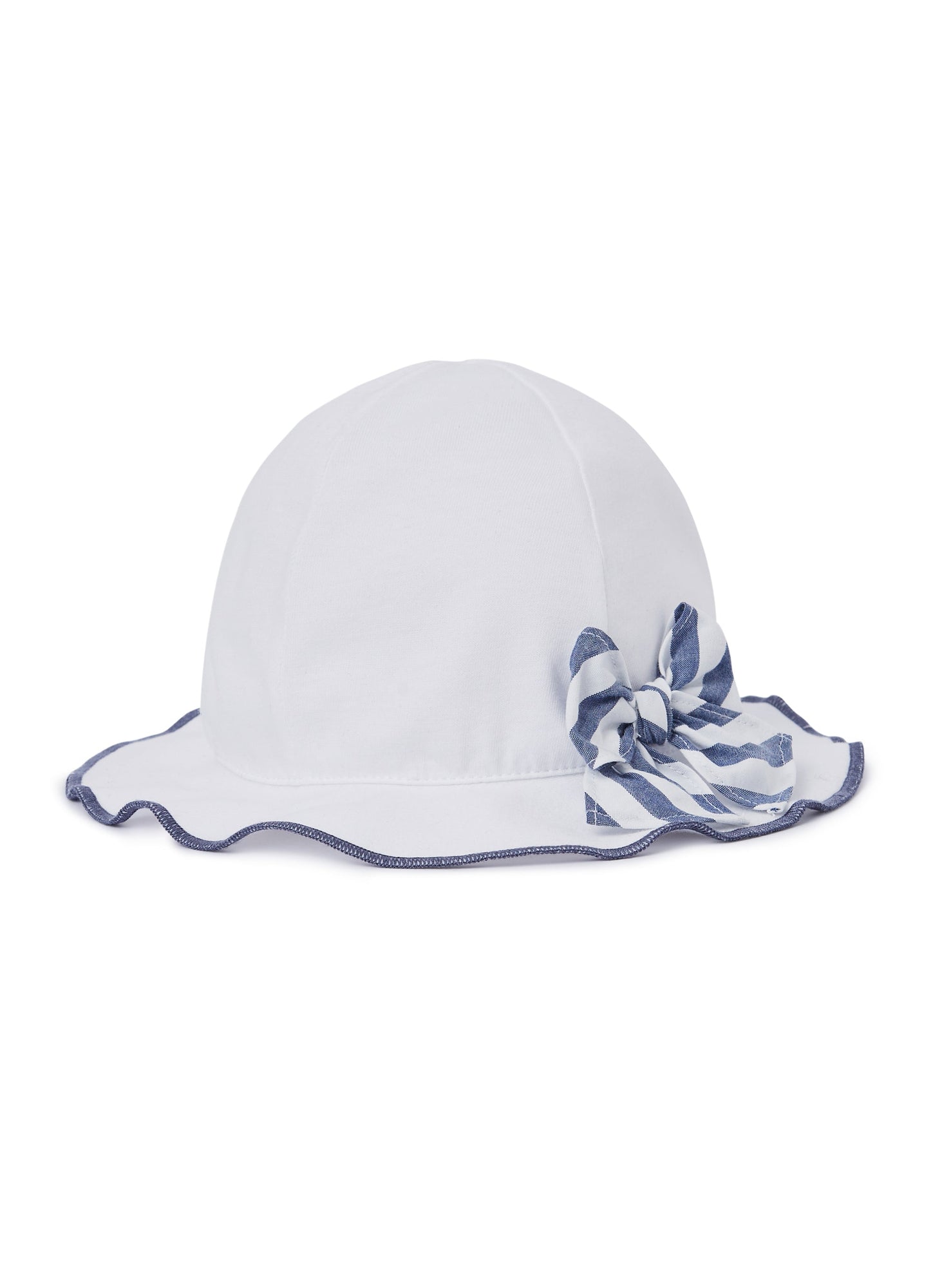 Baby Girls | Hat with Bow | White Blue Denim Riga Larga