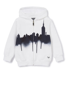 Sweatshirt with City Print | White/Blue