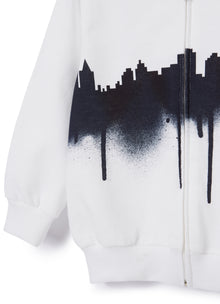 Sweatshirt with City Print | White/Blue