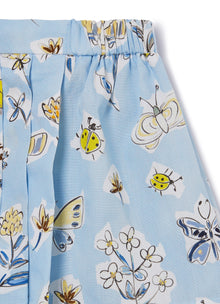 Skirt with Insect And Flower Print | Cornflower Blue