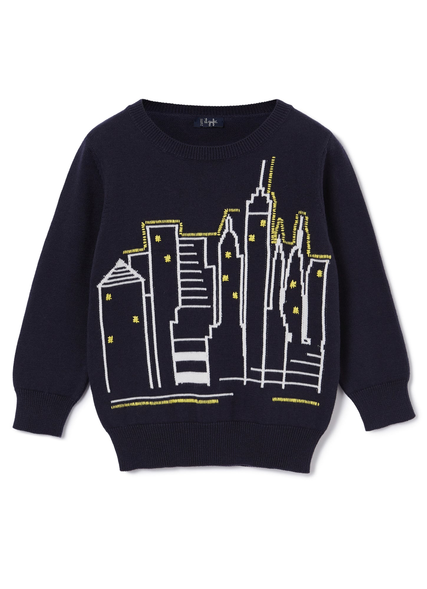 Sweater with City Embroidery | Blue/White
