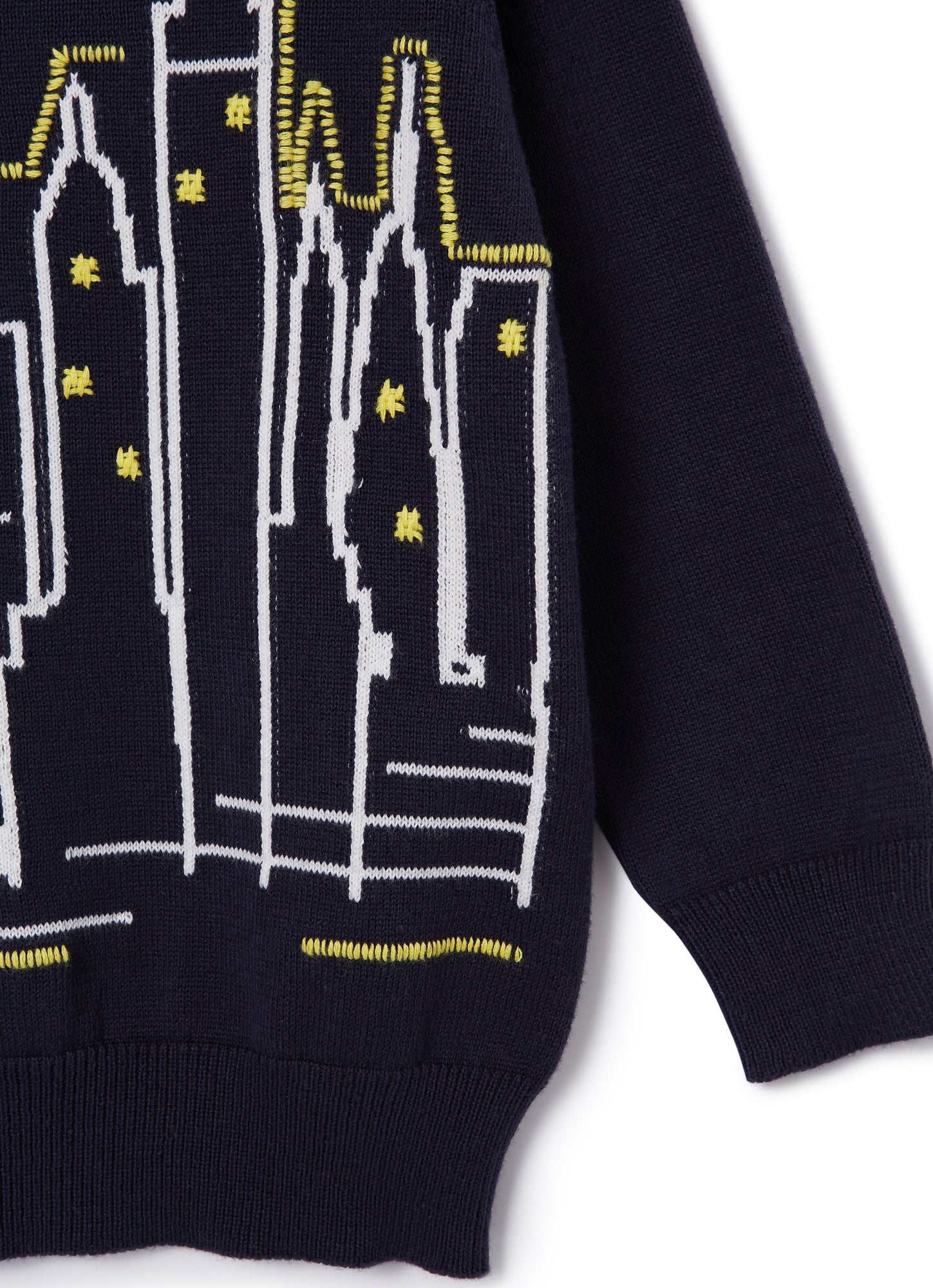 Sweater with City Embroidery | Blue/White
