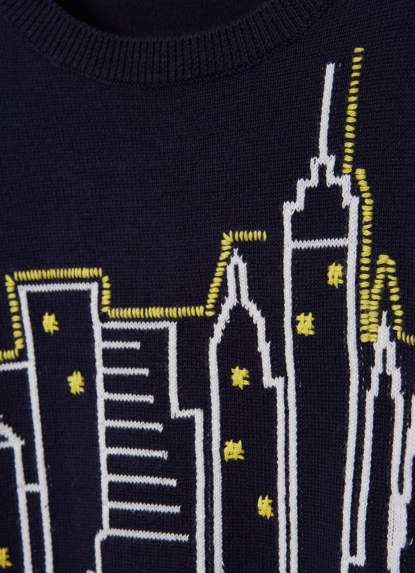 Sweater with City Embroidery | Blue/White