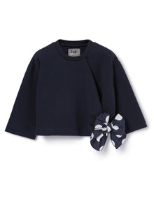 Fleece Sweater with Bow | Blue/Blue