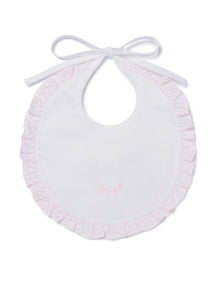 Cotton Bib with Ruffles | Snow White/Pearl Pink