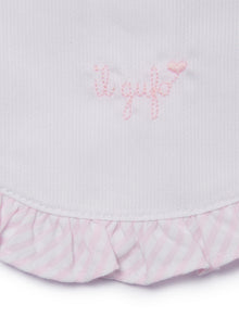 Cotton Bib with Ruffles | Snow White/Pearl Pink