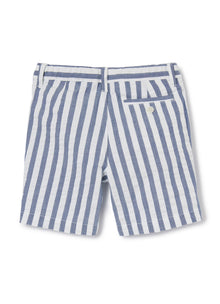 Wide Striped Bermuda Shorts | Blue Denim Riga Larga