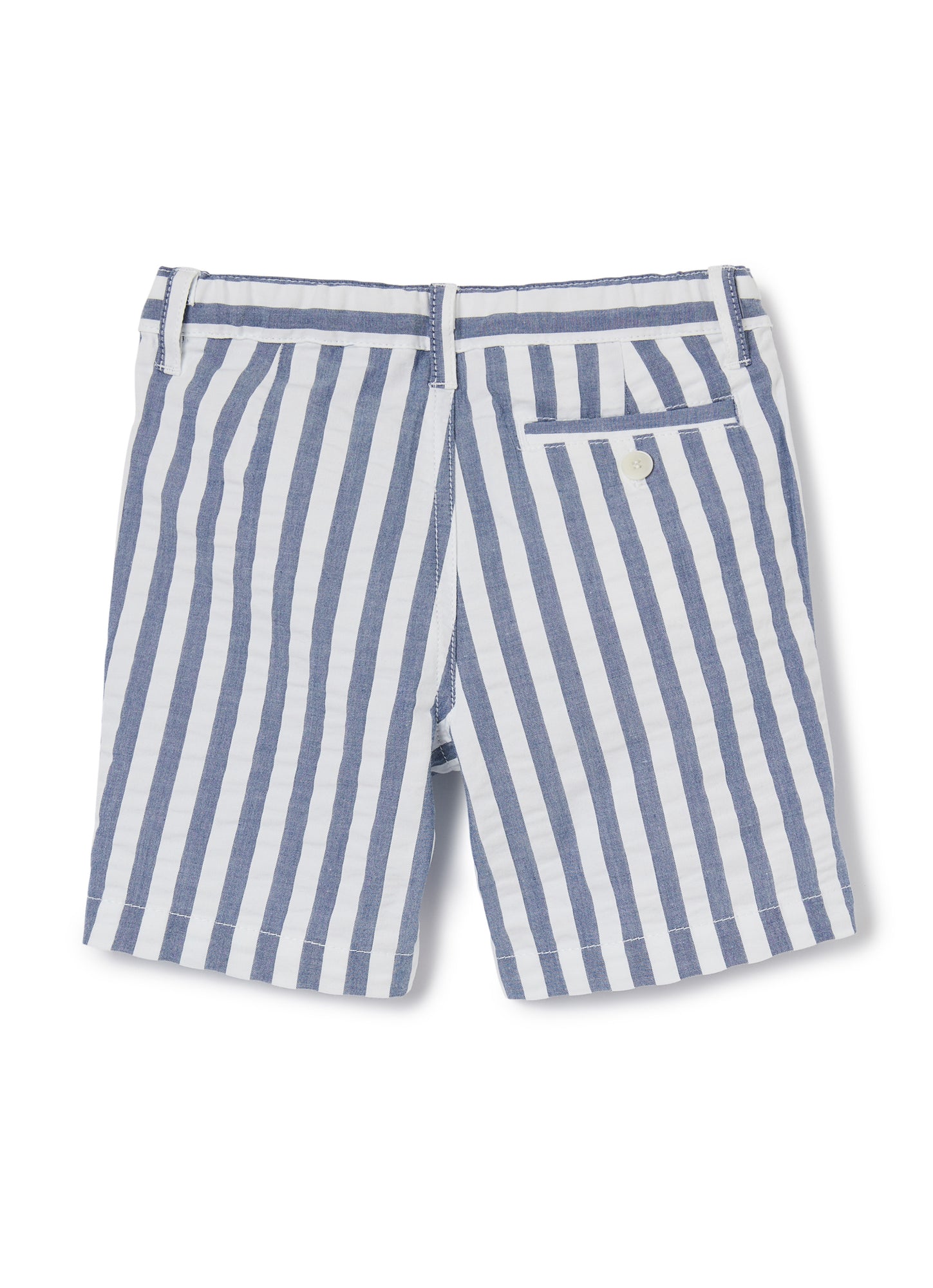 Wide Striped Bermuda Shorts | Blue Denim Riga Larga