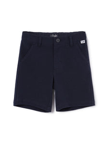 Cotton Bermuda Shorts with Concealed Elastic | Blue