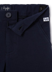 Cotton Bermuda Shorts with Concealed Elastic | Blue