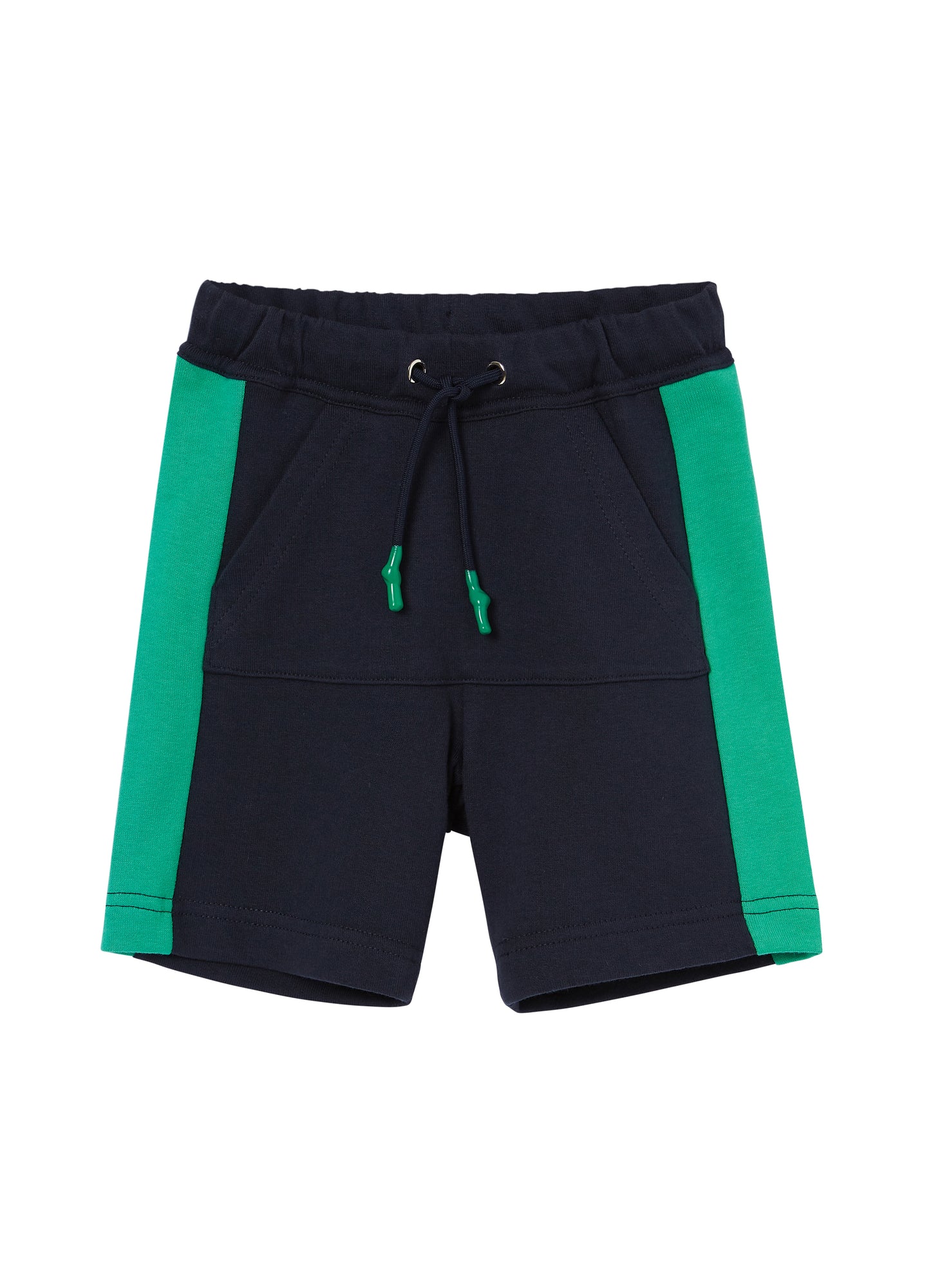 Boys | Fleece Bermuda Shorts with Side Stripes | Blue Green Vetro
