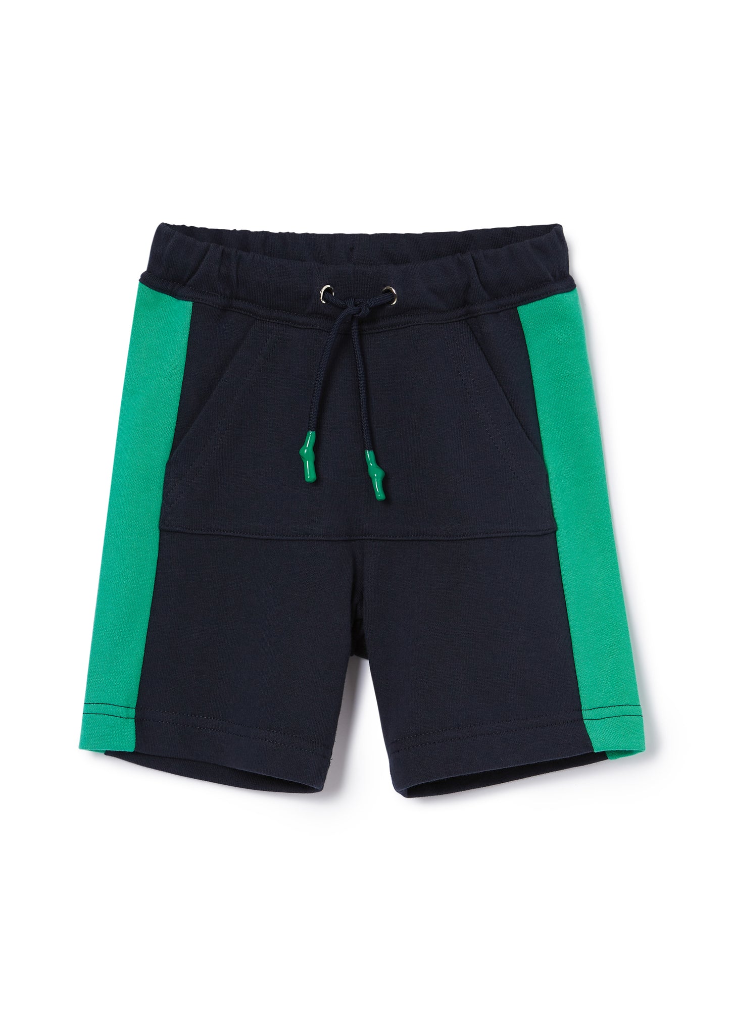 Fleece Bermuda Shorts with Side Stripes | Blue/Smeraldo