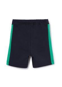 Fleece Bermuda Shorts with Side Stripes | Blue/Smeraldo