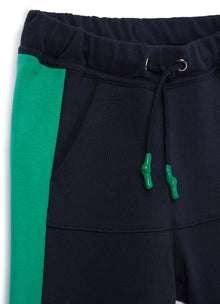 Fleece Bermuda Shorts with Side Stripes | Blue/Smeraldo