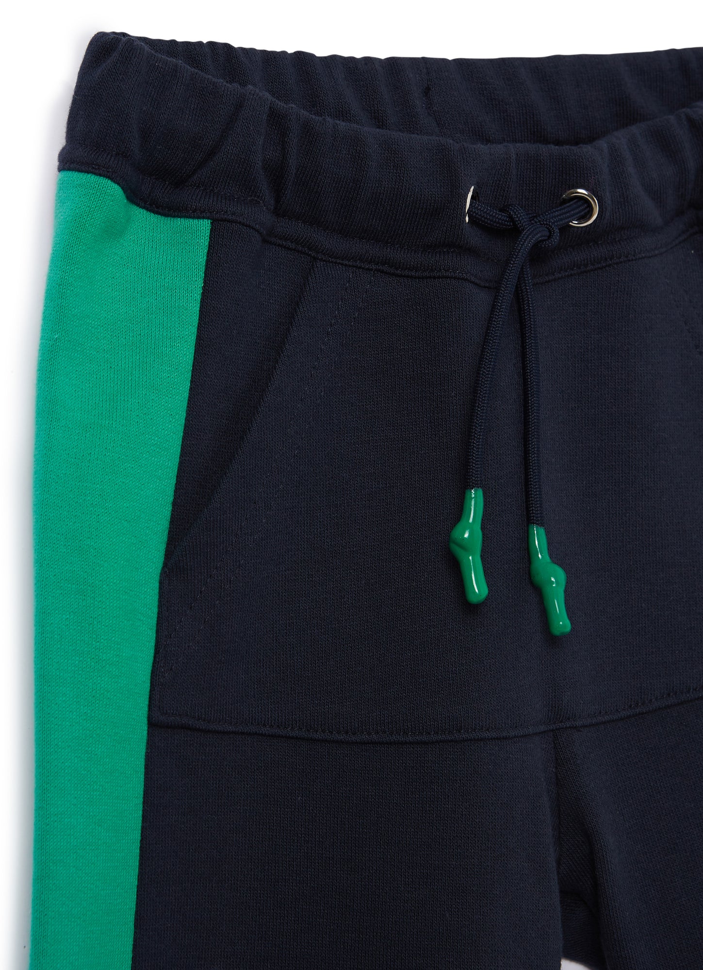 Fleece Bermuda Shorts with Side Stripes | Blue/Smeraldo