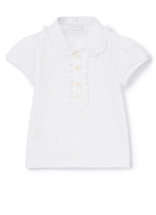 Polo Shirt with Ruffle | White