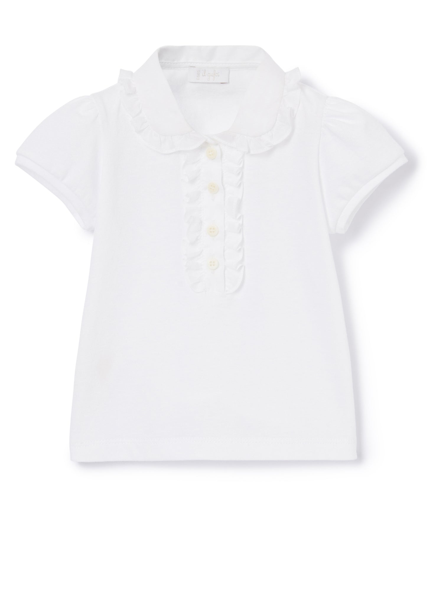 Polo Shirt with Ruffle | White