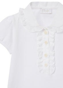 Polo Shirt with Ruffle | White