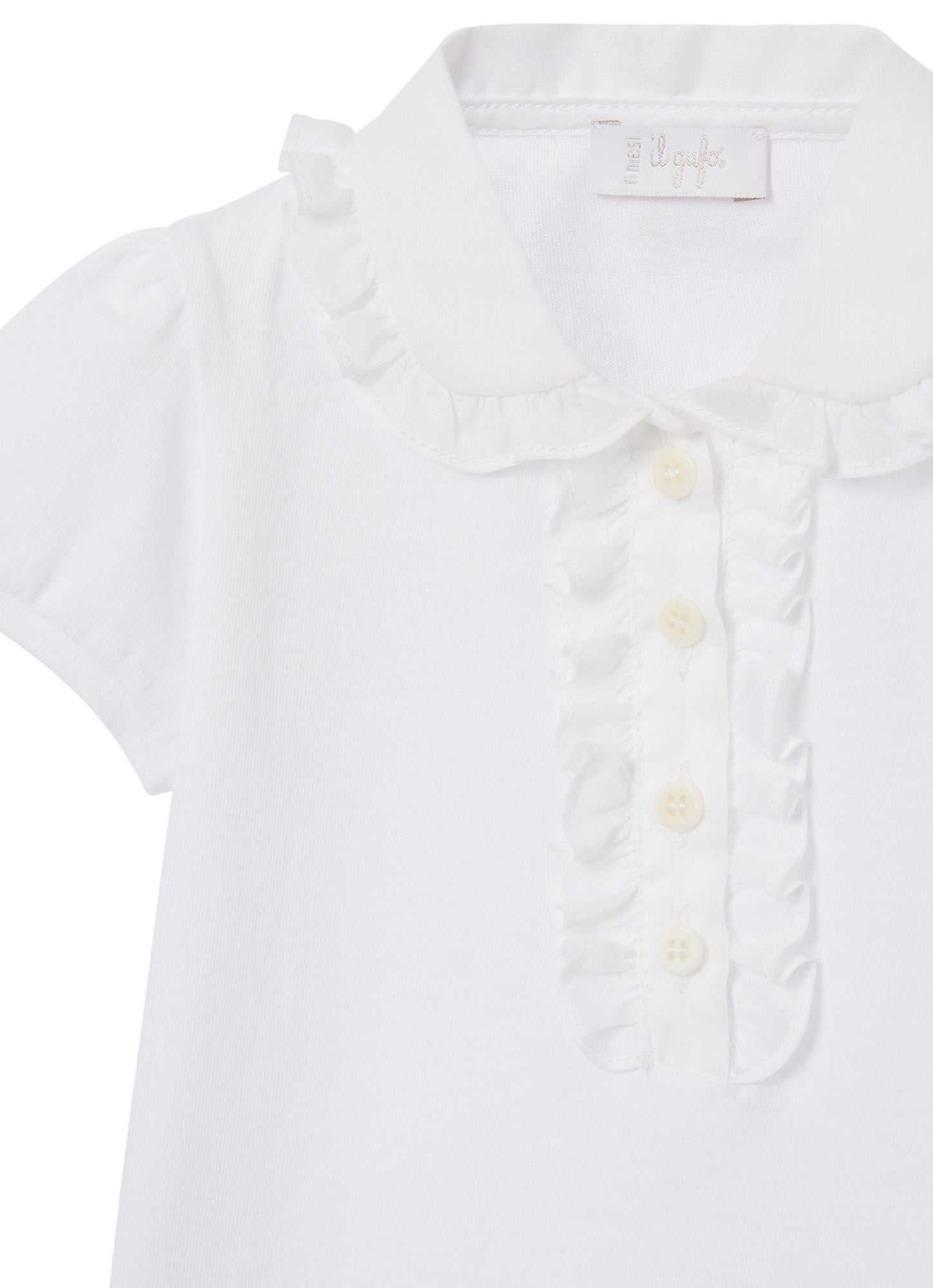 Polo Shirt with Ruffle | White