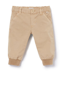 Garment-Dyed Stretch Gabardine Trousers | Bran Beige