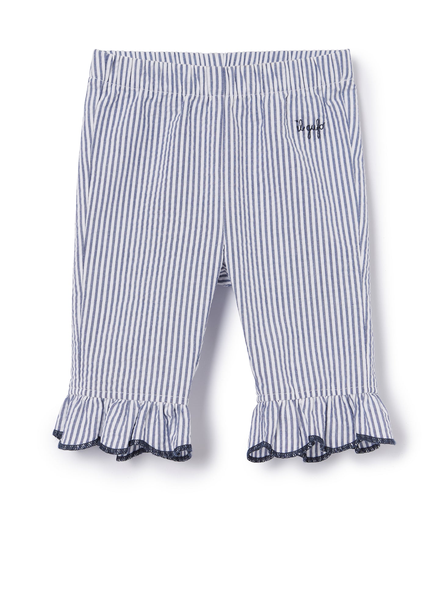 Striped Capri Shorts | Blue Denim