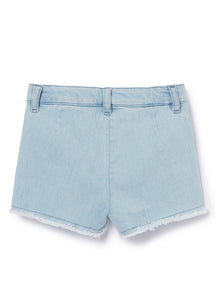 Denim Shorts with Flowers | Blue Bleached