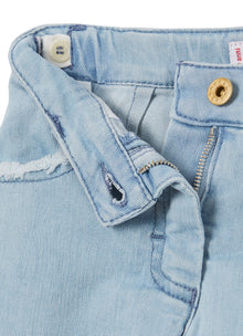 Denim Shorts with Flowers | Blue Bleached