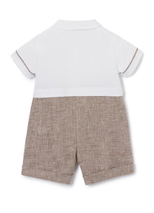 Short Linen And Jersey Playsuit | Terra