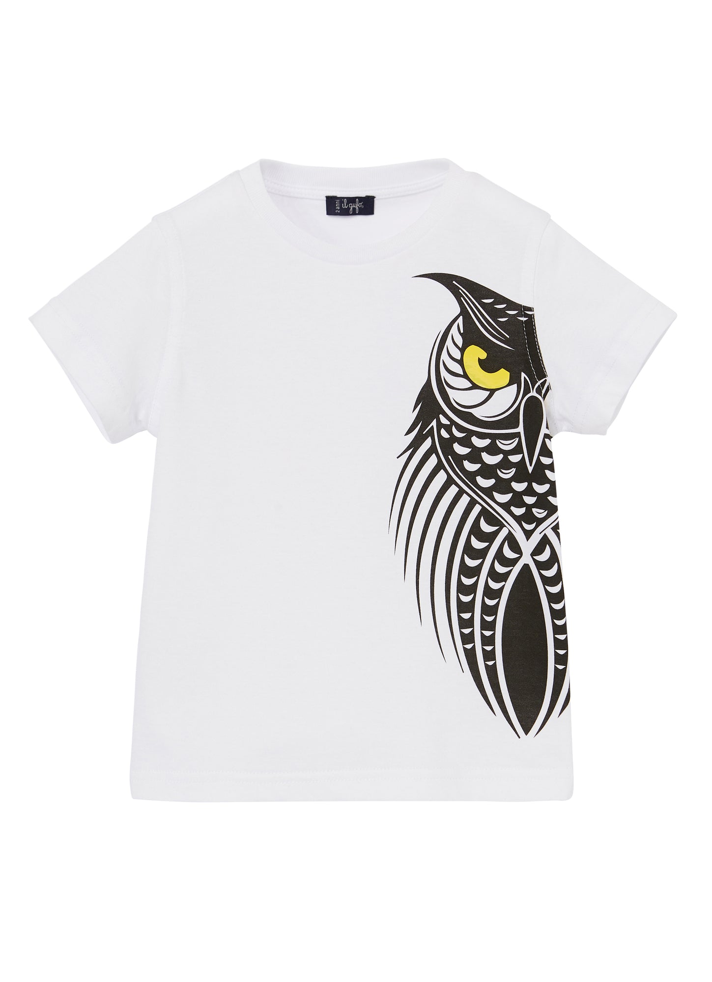 Boys | T-Shirt with Owl Motif | White Chick Yellow