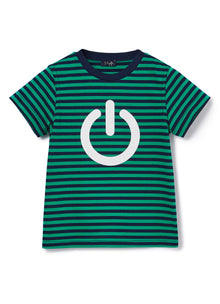 Stripe T-Shirt with Print | Smeraldo/Bianco