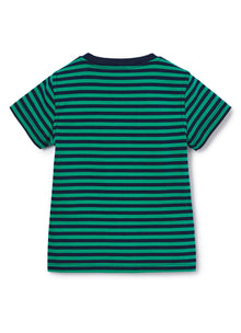 Stripe T-Shirt with Print | Smeraldo/Bianco