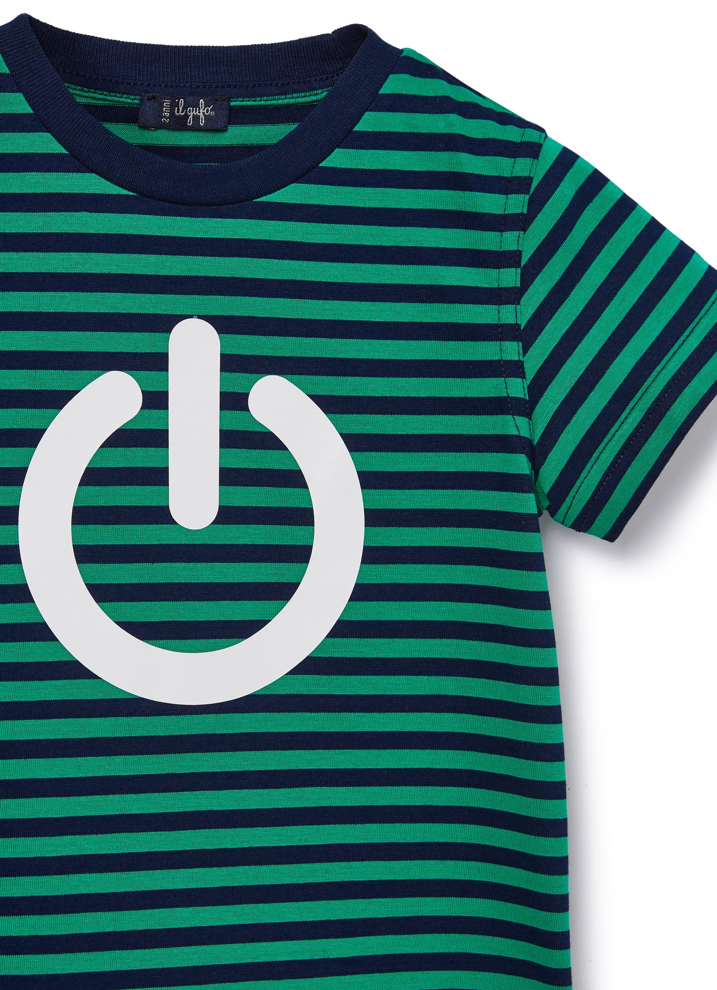 Stripe T-Shirt with Print | Smeraldo/Bianco