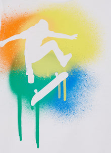 T-Shirt with Spray Art Print | Bianco/Smeraldo