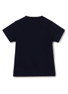 T-Shirt with Spray Art Print | Blue/Smeraldo