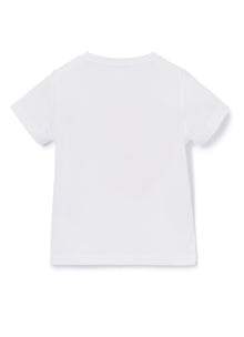 T-Shirt with Dog Motif | Bianco/Blue Denim