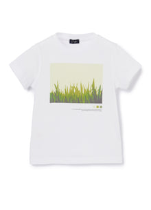 T-Shirt with Garden Motif | Bianco/Limonata