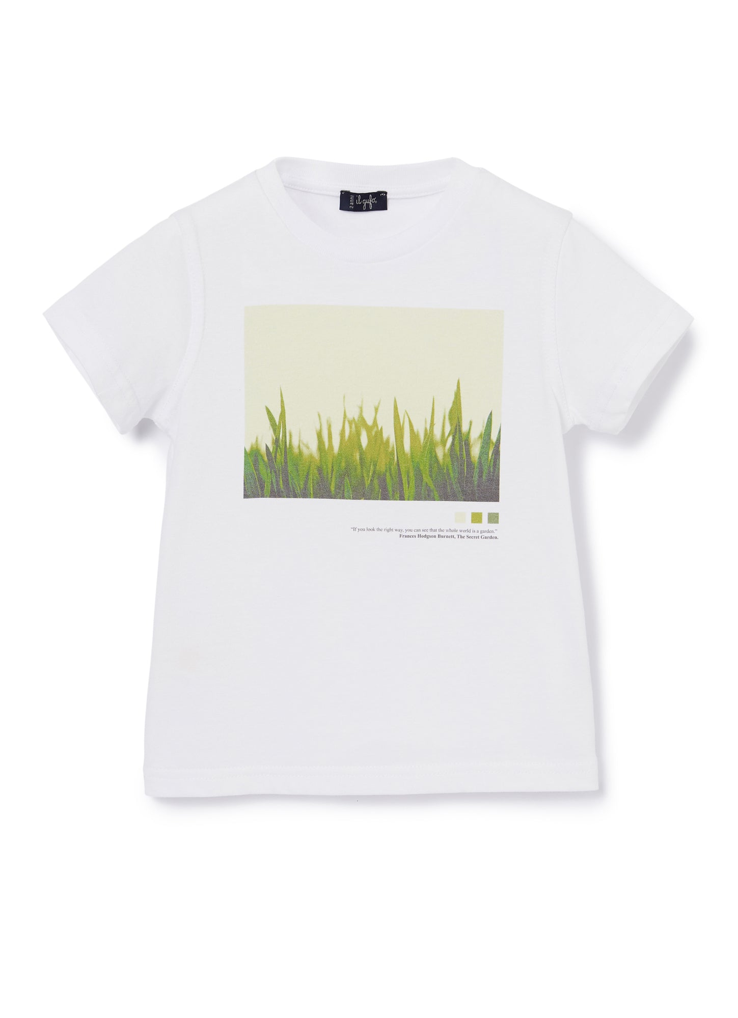 T-Shirt with Garden Motif | Bianco/Limonata