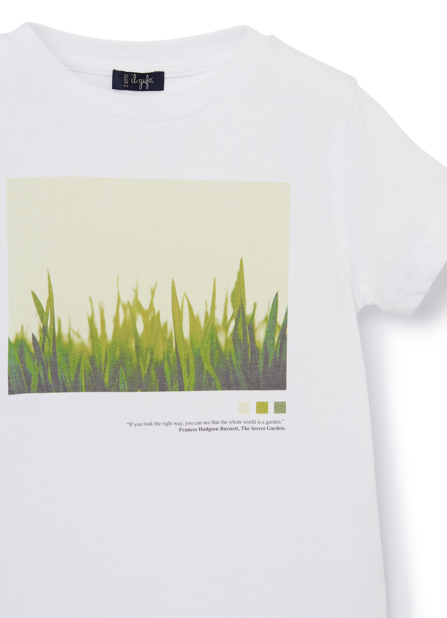 T-Shirt with Garden Motif | Bianco/Limonata