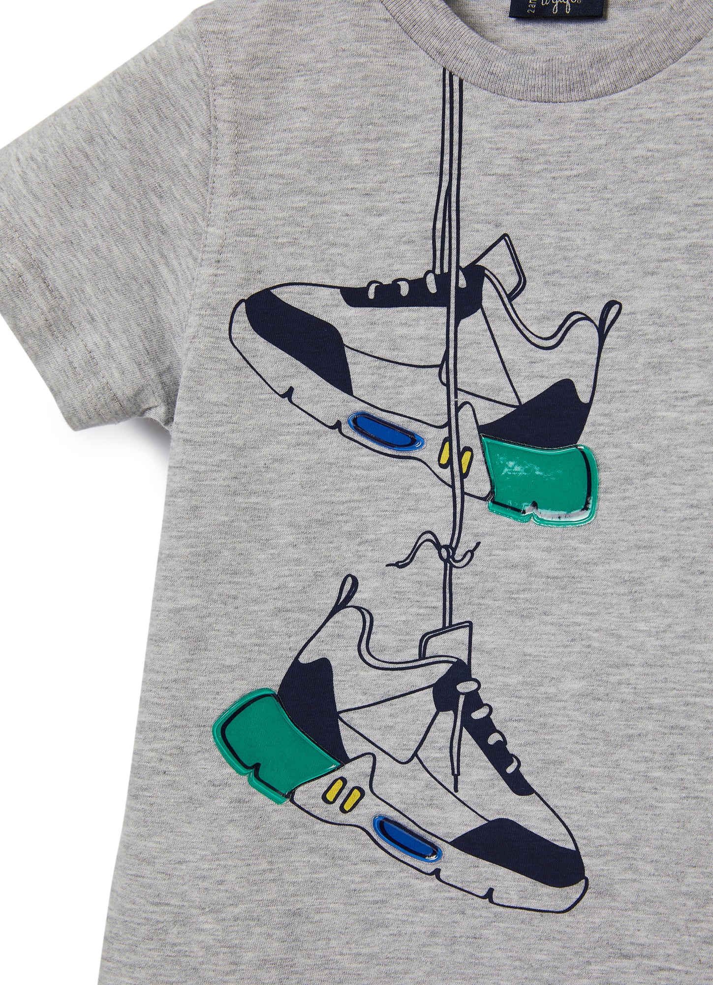 T-Shirt with Sneakers Print | Grigio Nickel/Smeraldo