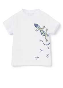 T-Shirt with Gecko Print | Bianco/Aviatore