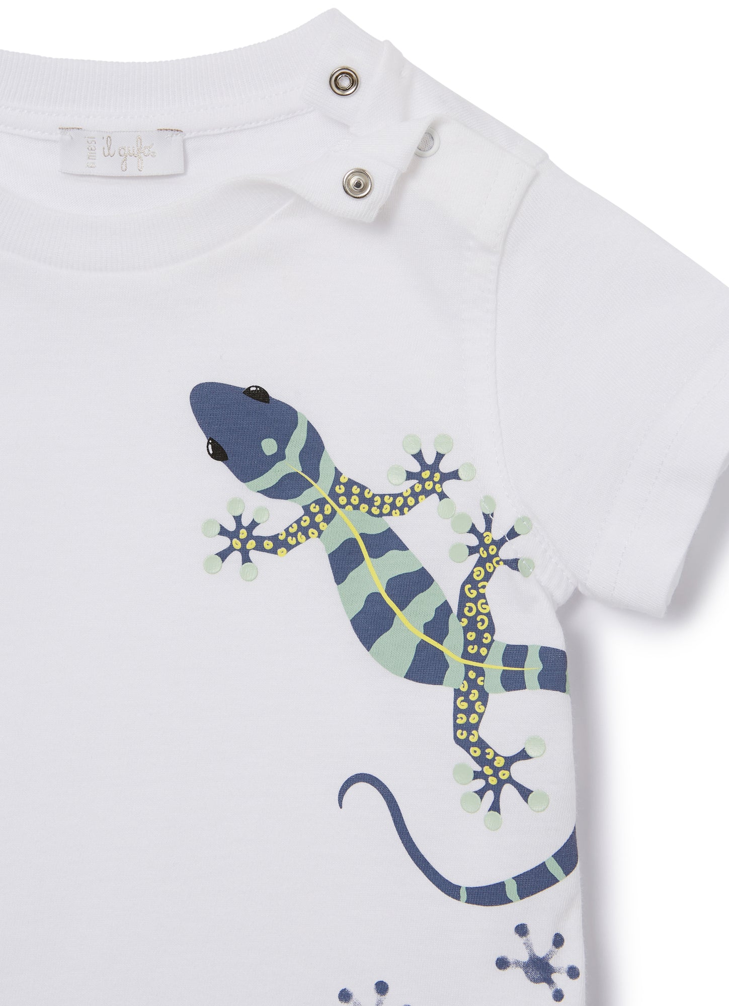 T-Shirt with Gecko Print | Bianco/Aviatore
