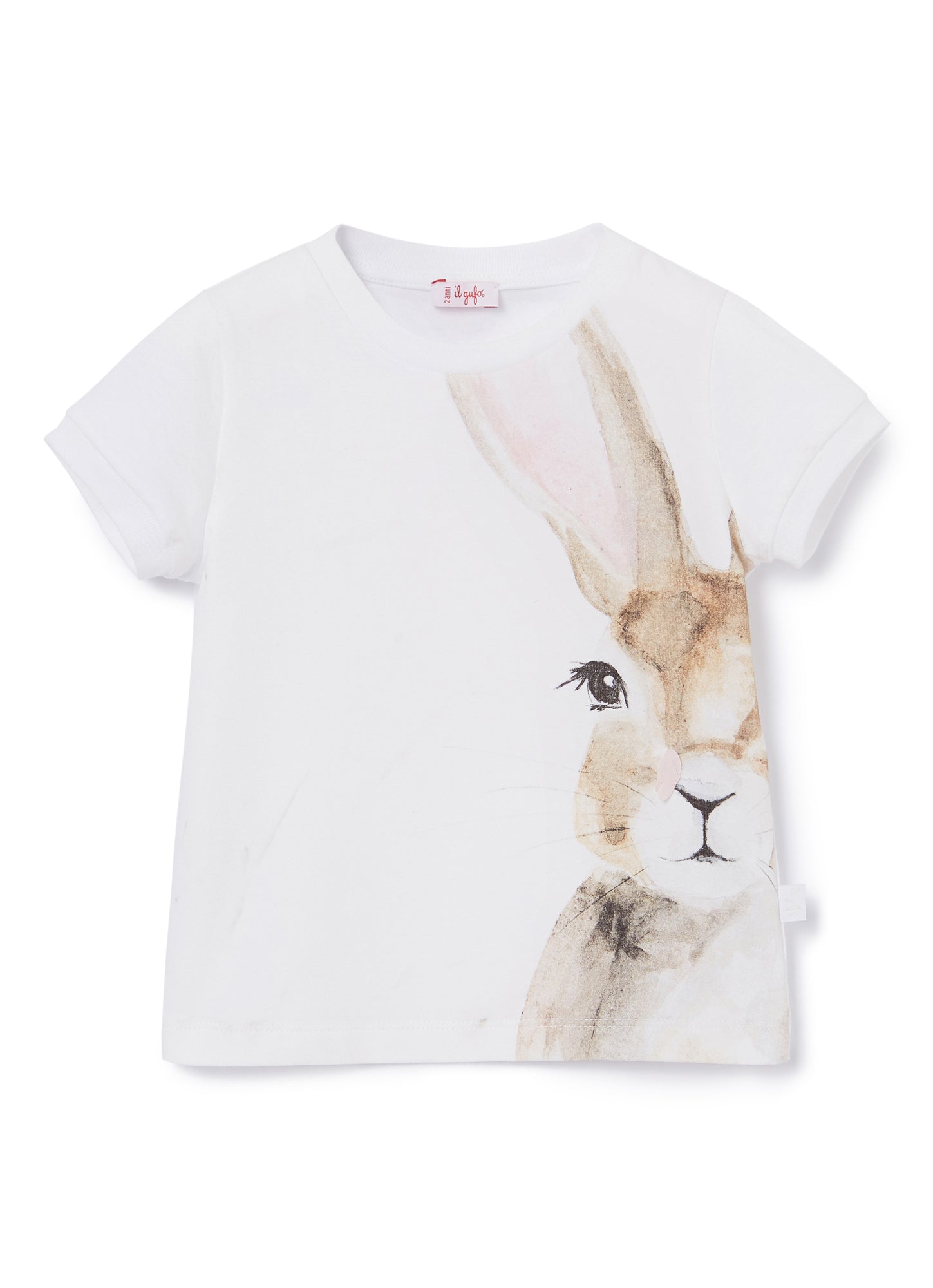 T-Shirt with Bunny Motif | White/Sand
