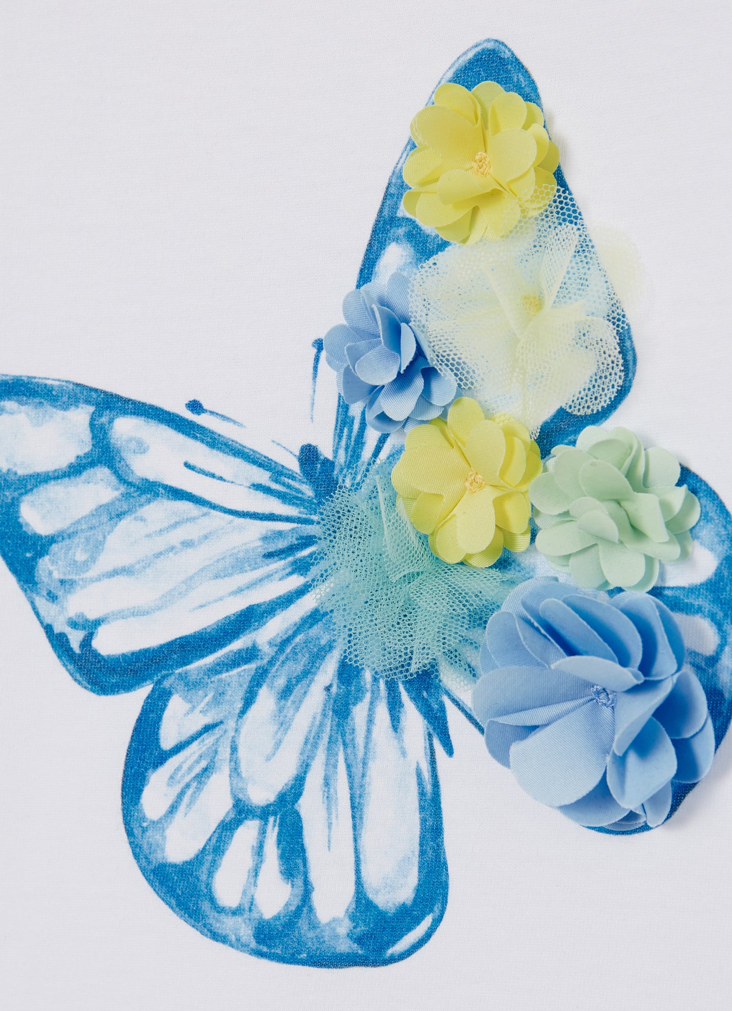T-Shirt with Butterfly | Bianco/Blue Cardo