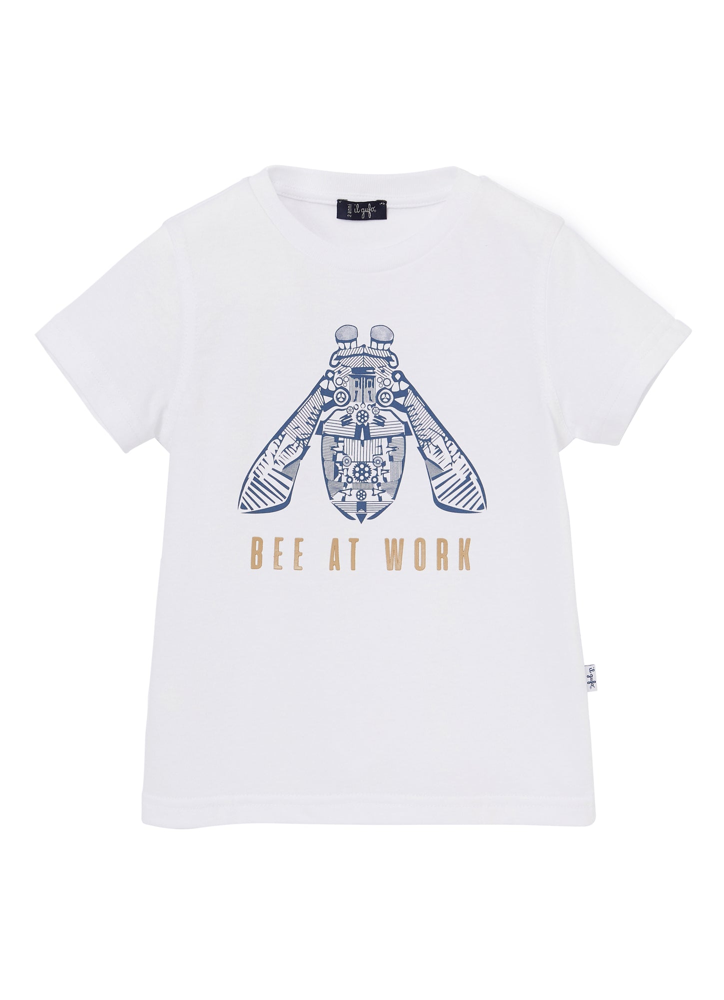 Boys | T-Shirt with Bee Print | White Blue Denim Riga Larga