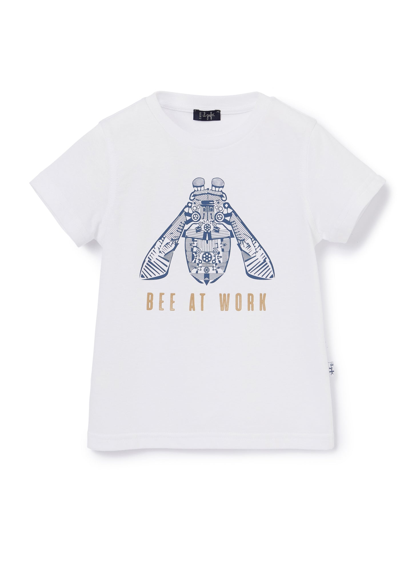 T-Shirt with Bee Print | Bianco/Aviatore
