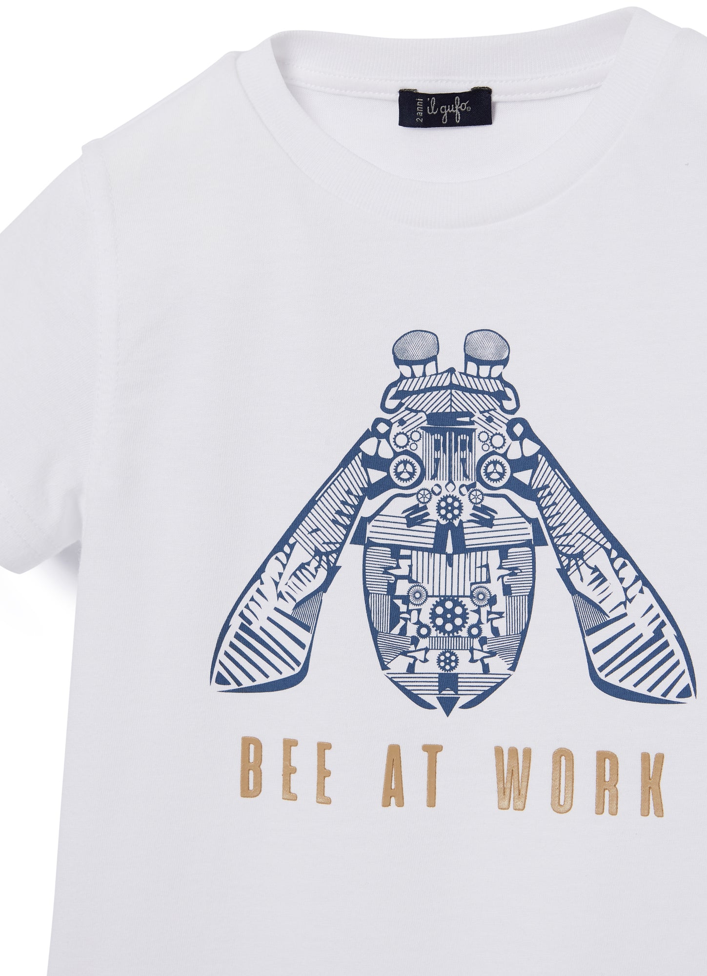 T-Shirt with Bee Print | Bianco/Aviatore